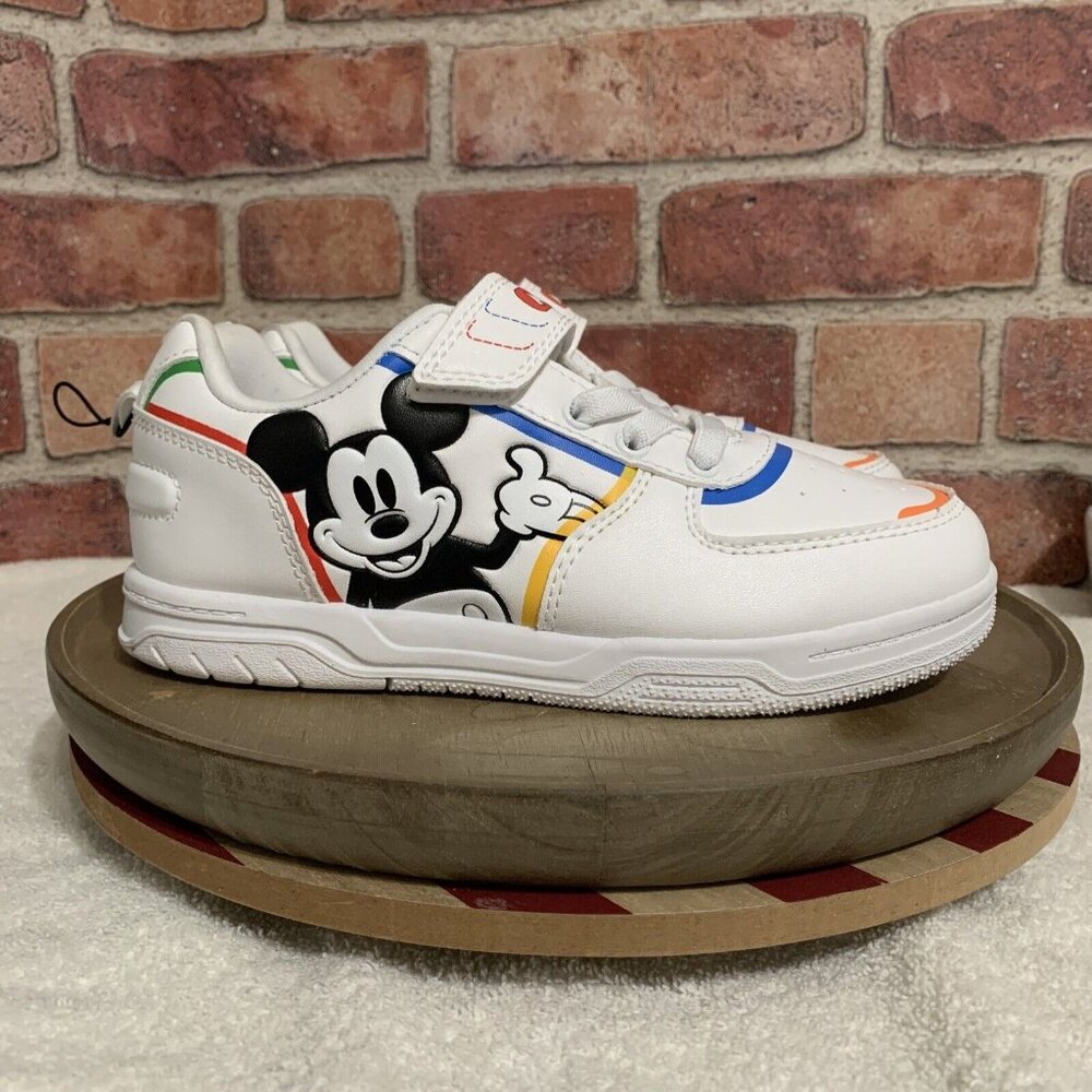 Disney Mickey Mouse Youth Shoes sz 2. Easy On Off Hook & Loop Disneyland NEW
